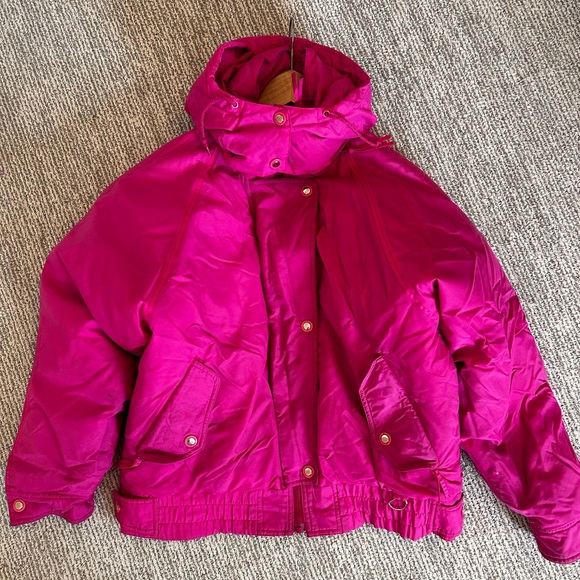 VTG Kitzbuhel Pink Ski Y2K Gaper Day Down Coat with zip hood, Retro,GUC Medium. - Picture 1 of 11